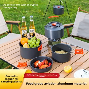 <span class=keywords><strong>Set</strong></span> di pentole da campeggio all'aperto con teiera sospesa e bollitore per picnic per cucinare e acqua bollente - Product Image 2