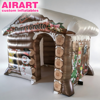 Cabane gonflable de Noël durable en PVC, Grotte du Père Noël gonflable en forme de cube, Pavillon de repos pour événements festifs en extérieur