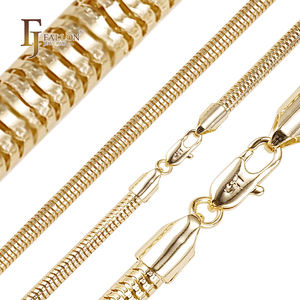 سلسلة ثعبان مجوفة مستديرة من مجوهرات FJ Fallon بطول 20 سم وسمك 2.4 مم، مطلية بالذهب عيار 14 قيراط على قاعدة نحاسية - Product Image 1