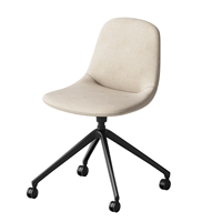 Chaise de bureau pivotante sans accoudoirs en tissu avec roulettes pour poste de travail