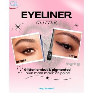 QL อายไลเนอร์กลิตเตอร์สีดำ ปากกาเขียนขอบตาแบบกันน้ำที่ได้รับการรับรองฮาลาล ให้สีดำเข้มข้นพร้อมประกายกลิตเตอร์ - Product Image 4