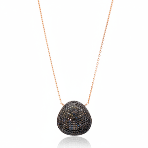 Convex Design Black Zircon Stone Charm Pendant Turkish Handcrafted <b>Gold</b> Plated 925 Sterling Silver Party Jewelry - Product Image 2