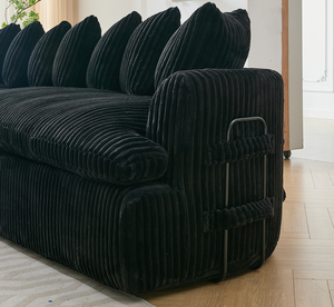84" Chenille Convertible Modern <b>Sofa</b> Loveseat Deep Seat 2 Throw Pillows Memory Foam Living Room Apartment <b>Office</b> Lounge-Black - Product Image 2