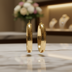 Orecchini a cerchio in ottone placcato oro con motivo vegetale per donna, gioielli da indossare tutti i giorni in stile classico - Product Image 2