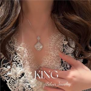 Collier en argent Sterling S925, pendentif fleur en nacre blanche, nouveau style chinois, bijoux de mariage quotidiens - Product Image 2
