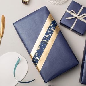 Yarcony Shimmer Deep <b>Blue</b> Wrapping Paper <b>Roll</b> 17 Inches X 33 Feet Pearly Lustre Gift Wrap Birthday - Product Image 3