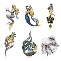 Bros Pin Perak Korea Berkualitas Tinggi dengan Zirkon Putih dan Bunga Enamel untuk Hadiah Pesta Pernikahan