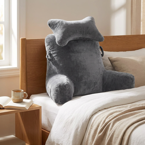 Coussin de lecture en peluche pour s'asseoir au lit/sur le canapé, support dorsal pour adulte avec accoudoirs et poches, amovible et lavable pour la télévision/les jeux - Product Image 1