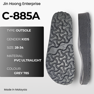 Chaussons légers et confortables pour enfants Jin Hoong C-885A, semelle extérieure en PVC gris foncé, durables, antidérapants, résistants à l'eau, épaisseur de 38 mm - Product Image 1