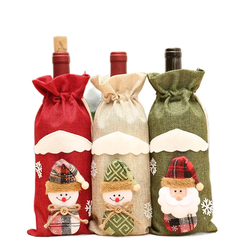 Schneemann Weihnachts mann Weihnachts ferien Weinflasche Dressing Abdeckungen Weihnachten Champagner Flasche Schutz tasche für Tisch dekoration