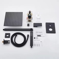 Robinet de douche en laiton noir encastré avec vanne de dérivation, pommeau de douche pluie multi-tailles, fourniture directe usine Chine pour acheteurs en gros