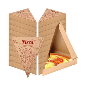 ZY Vente Chaude Triangle <span class=keywords><strong>Pizza</strong></span> Boîte De Qualité Alimentaire Kraft Ondulé B-flûte Conteneur À Tarte Carte Blanche Facile à Aller À Emporter <span class=keywords><strong>Pizza</strong></span> Transporteur - Product Image 3