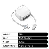 Kabel Pengisi Daya Retraktil 3 in 1 Kustom USB Type C Teleskopik untuk Ponsel