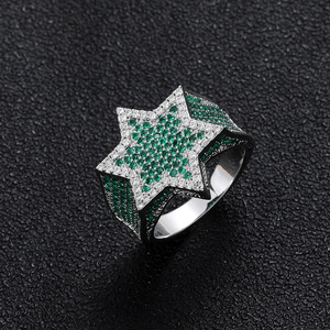 Hip Hop <b>Ring</b> <b>Pentagram</b> Hexagonal <b>Ring</b> Zircon Personality Men's Hip Hop Accessories - Product Image 5