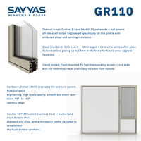 Ventanas Sayyas GR110 de Diseño Minimalista Empotrado, Ventana de Aluminio con Bisagra Oculta y Drenaje Oculto, Ventanas Oscilobatientes para el Hogar