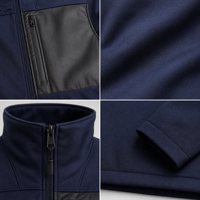 Veste technique robuste bleue pour homme, col montant, fermeture éclair, coupe ajustée, vêtement d'extérieur performant pour l'entraînement et la randonnée, OEM