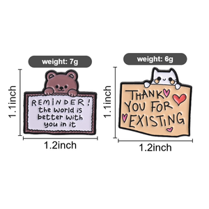 Ensemble de broches en émail avec citation d'ours et de chat, broche animale Kawaii, cadeau pour amis et famille - Product Image 6