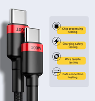 Tresse en nylon 1.5M Câble de charge super rapide Double câble de type C à type C Charge rapide pour Samsung Xiaomi