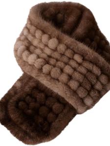 Syal pom pom Mink alami fashion musim dingin anak perempuan syal bulu - Product Image 4