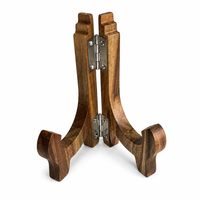Support de présentation en bois d'acacia, porte-assiettes en bois de noyer avec charnières métalliques