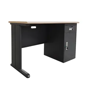 新しいデザインコンピュータデスクモダンな家具スチール秘書オフィステーブル4つの引き出し付き