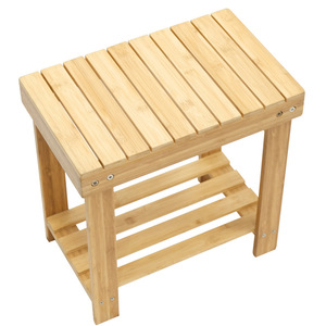 <b>Bamboo</b> bathroom <b>stool</b>, shoe changing <b>stool</b>, storage <b>stool</b>, shower <b>stool</b>, non-slip, thickened, multi-functional bathroom storage - Product Image 2