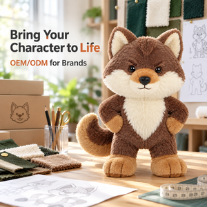 Service <span class=keywords><strong>de</strong></span> développement <span class=keywords><strong>de</strong></span> figurines loupes en peluche personnalisées avec oreilles pointues, queue touffue et pose mains sur les hanches - Product Image 5