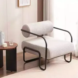 Creative Design Of Living Room Chair Metal Armrest Upholstered Leisure Sofa Chair