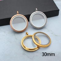Pendentif Médaillon Flottant en Verre 30mm avec Fermeture Magnétique en Acier Inoxydable / Fermeture à Torsion, Bijou Médaillon Souvenir