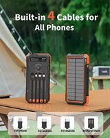 Batterie Externe Solaire Haute Capacité 20000mAh avec 4 Câbles Intégrés, Charge Rapide 20W, Chargeur Sans Fil, Lampe Torche Super Lumineuse, Thermomètre Portable