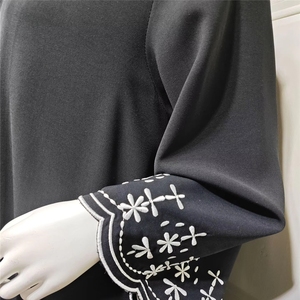 Nouvel ensemble Abaya et Hijab brodé noir pour l'Aï<span class=keywords><strong>d</strong></span> Ramadan 2026 – Vêtements islamiques pour femmes, longs cardigans musulmans avec foulard - Product Image 6