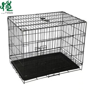 <strong>Large</strong> Double-Door <strong>Dog</strong> Cage with Easy Carry Install Solid Pattern Iron <strong>Kennel</strong> for Larger Breeds Stainless Steel Metal - Product Image 1