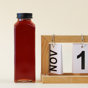 Bouteille en verre carrée <span class=keywords><strong>française</strong></span> de qualité alimentaire 12 oz 350 ml pour boissons, lait, avec couvercle - Product Image 2