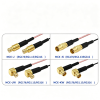 Câble coaxial RF personnalisé MCX mâle vers MCX femelle, cordon de raccordement à angle droit de 90 degrés en option, RG316 RG178 1.13mm Coax Pigtail