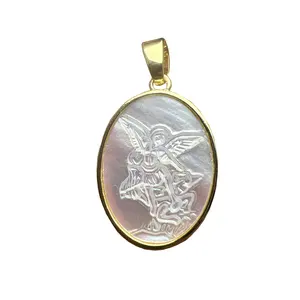 Grosir liontin kalung malaikat kulit Nace klasik Oval ibu mutiara alami pesona untuk membuat perhiasan Aksesori DIY