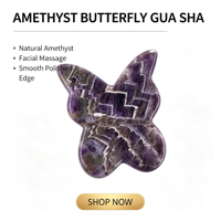 Planche Gua Sha en améthyste en forme de papillon