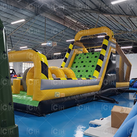 Parcours d'obstacles gonflable commercial avec toboggan, mur d'escalade et tunnels, défi d'assaut gonflable pour enfants et adultes à louer