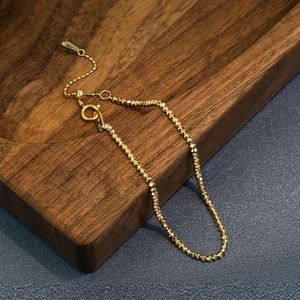 Xinfly 18K Real <b>Gold</b> Laser Bead Bracelet Necklace <b>Set</b> Italian Design INS Adjustable Au750 Disco Bridal Jewelry for Women Gift - Product Image 2