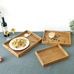 Set of 3 Natural Bamboo Rectangular Nesting Breakfast, Coffee Table <strong>Butler</strong> Serving <strong>Trays</strong> - Product Image 1