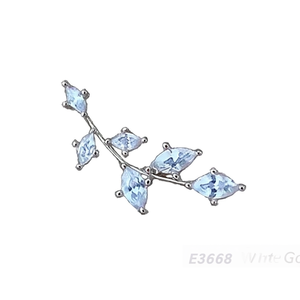 Orecchini a polsino E3668 in oro bianco con cristalli taglio marquise e strass a forma di pianta, gioielli in lega da donna per matrimonio, stile romantico - Product Image 1