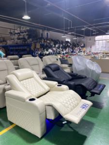 सफेद + काले बड़े आकार सिनेमा एकल सीट कुर्सी घर सिनेमा सोफे वास्तविक चमड़े के घर थिएटर फर्नीचर इलेक्ट्रिक रिक्लियर सोफा - Product Image 4