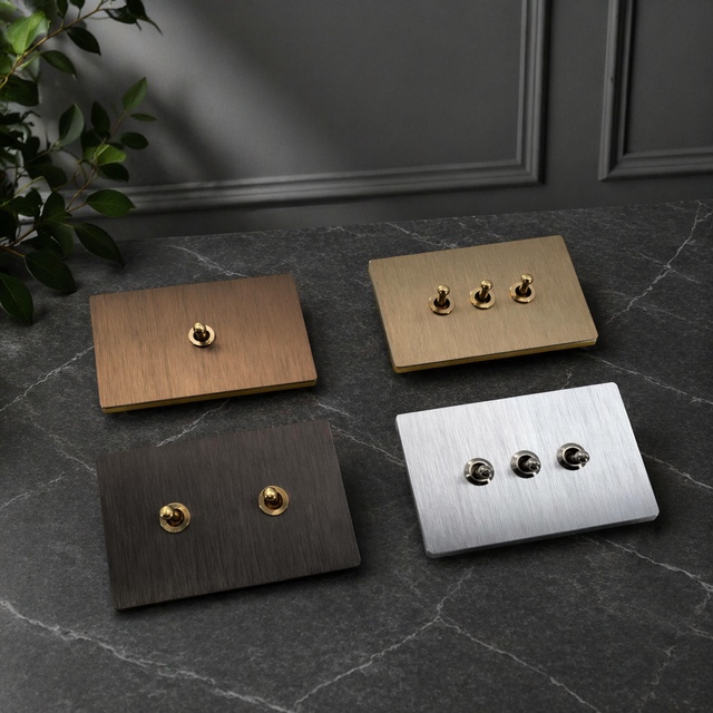 Custom Brushed Aluminum Wall Switch Cover Durable Metal Socket Plate Modern Minimalist Interior Wall Light Switch