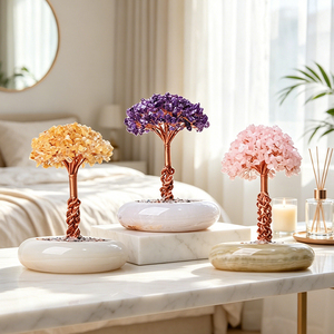 Healing Crystal <b>Tree</b> Wholesale Hand Wrapped Natural Precious Stones with Round Jade Bowl for Feng Shui - Product Image 3