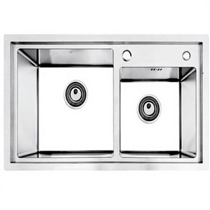 Évier de cuisine en acier inoxydable 304, simple ou double bac, fait main, à encastrer, anti-rayures - Product Image 1