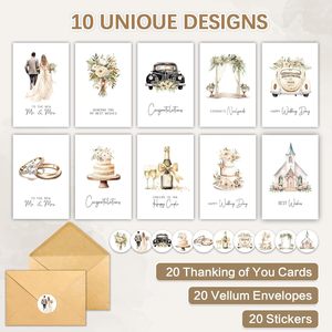 Ensemble de cartes de vœux de mariage élégantes, papier rectangulaire, vernis mat, cartes personnalisées pour la fête nuptiale, impression numérique 4 couleurs - Product Image 3