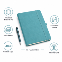 Individuelles Logo A5 Nubuk PU-Leder Notizbuch Premium Matt Softcover Journal 100 Blatt Geschäftstagebuch Schreibwaren Großhandel