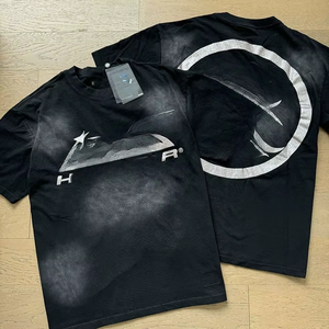 T-shirt Casual alla Moda a Maniche Corte da Uomo e Donna, Stampa Vintage Hell, Stesso Stile, Vestibilità Ampia, 260 Grammi, Star - Product Image 4