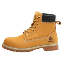 Chaussures de sécurité pour hommes en cuir pleine fleur de style britannique, exclusives transfrontalières, jaunes, résistantes à la perforation et antidérapantes