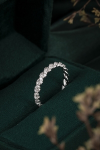 Joyería de Diseño Exclusivo, Plata de Ley 925, Forma Trenzada, Diamante Cultivado en Laboratorio, Anillo de Compromiso Femenino de Lujo Ligero - Product Image 2