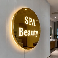 Enseigne murale pour salon de beauté, enseigne lumineuse circulaire rétroéclairée à LED pour affichage de marque en magasin ou boutique